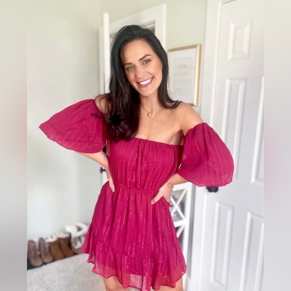 NWT Francesca’s Off Shoulder Sparkly Dress